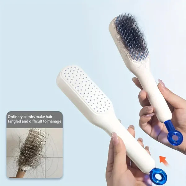 Self Cleaning Hair Brush, One-click Cleaning Telescopic Hair Comb (random Color)